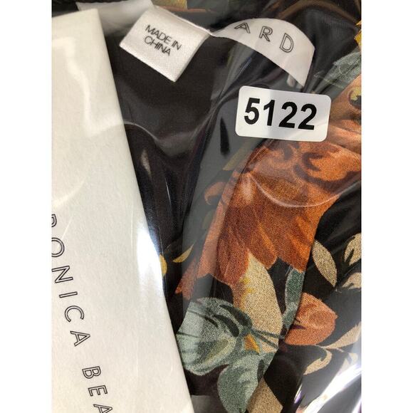 Veronica Beard Avani Dress Silk Floral Print  Maxi Brown NWT 6 Damaged - Picture 11 of 11